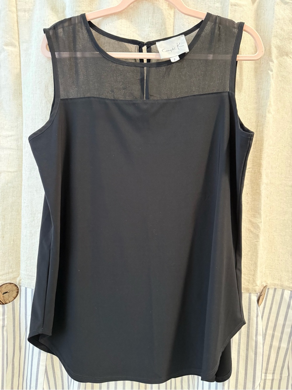 Compli K Black Sheer Yoke Top